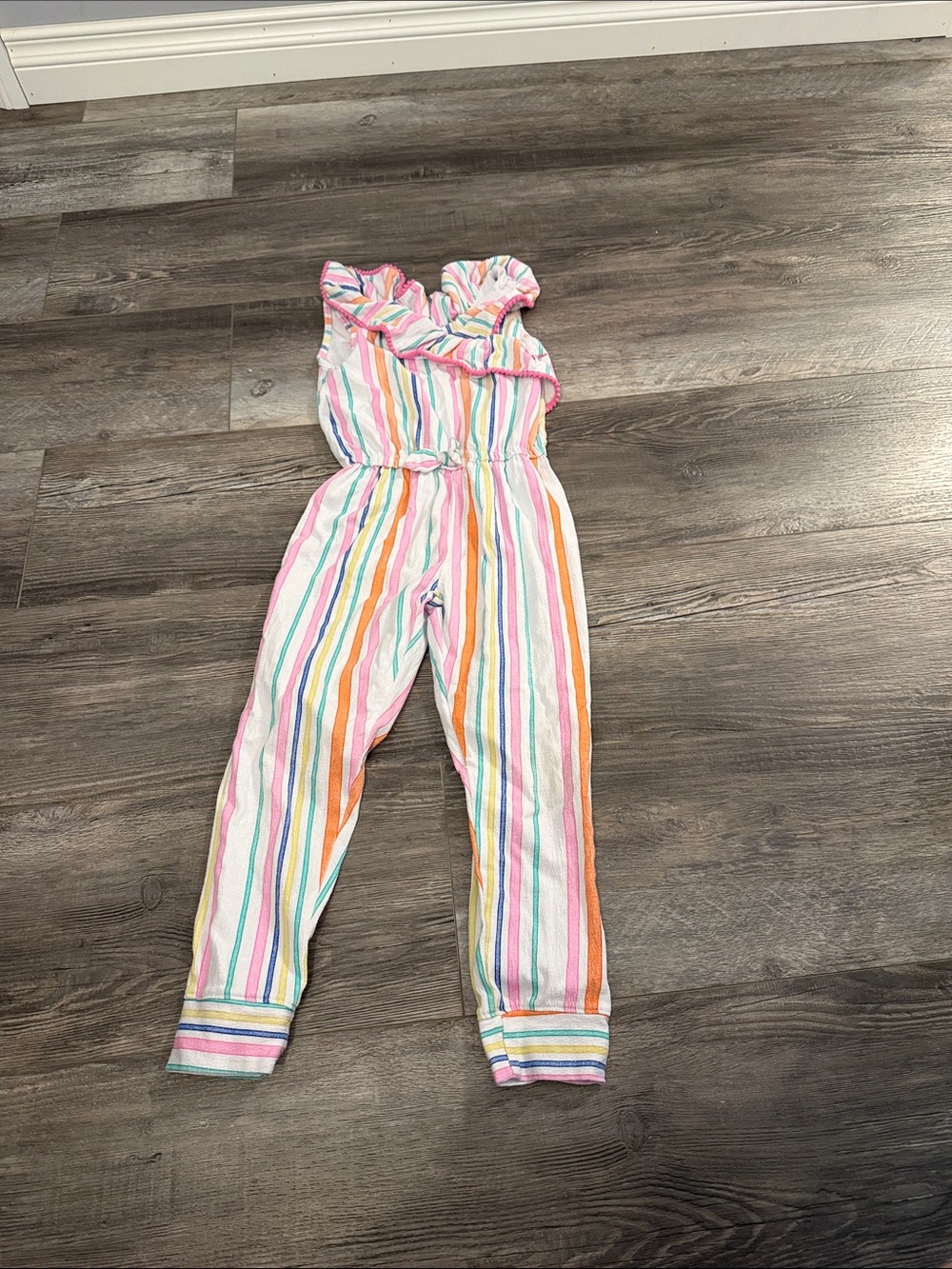 Betsey Johnson Girls Rainbow Striped Jumpsuit - Multicolor